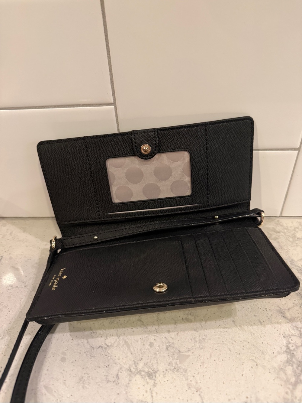 KATE SPADE Black Saffiano Leather Crossbody Wallet Bag - Picture 5 of 7